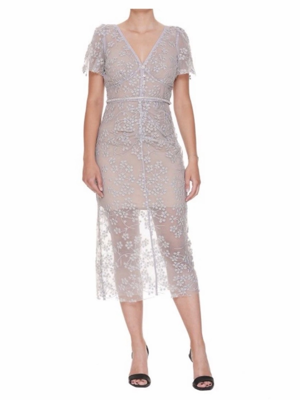 Self Portrait Embroidered Blossom MIDI Dress Size US 6 | UK 10